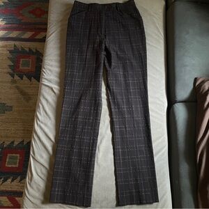Peserico Italy Brown Raised Weave Plaid Stretch Trousers Women’s IT 44